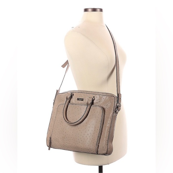 Kate Spade New York Ostrich Padded Laptop Bag Neutral Minimalist - Picture 2 of 4